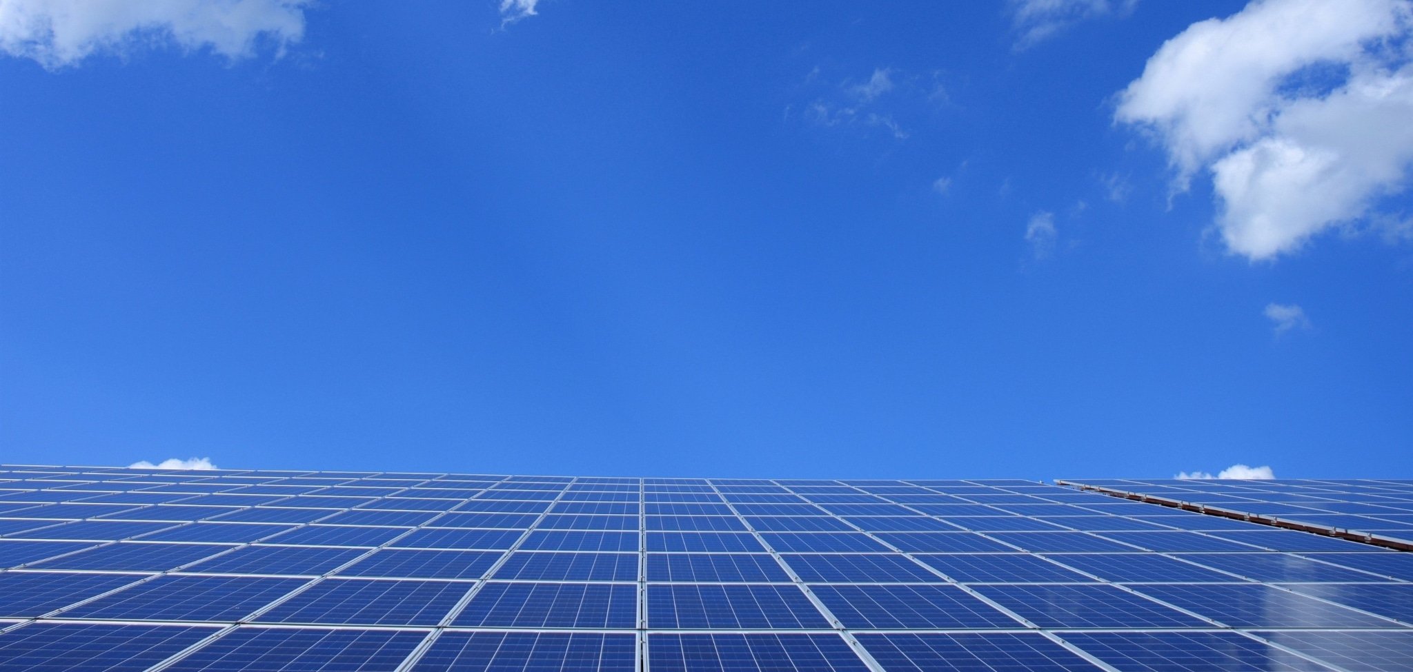 Solar panels against the blue sky