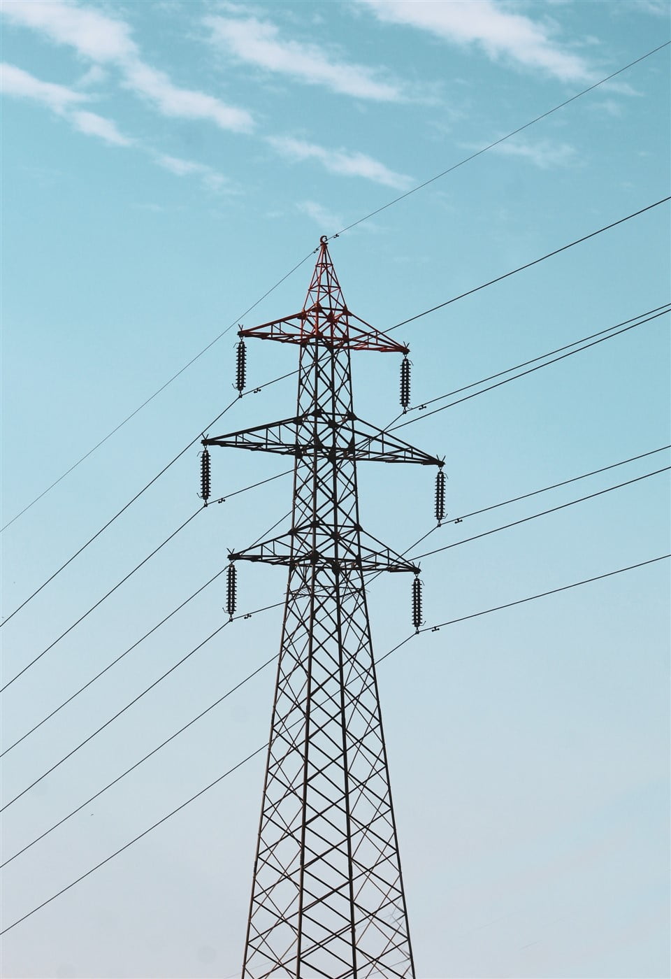 Power grid against the blue sky